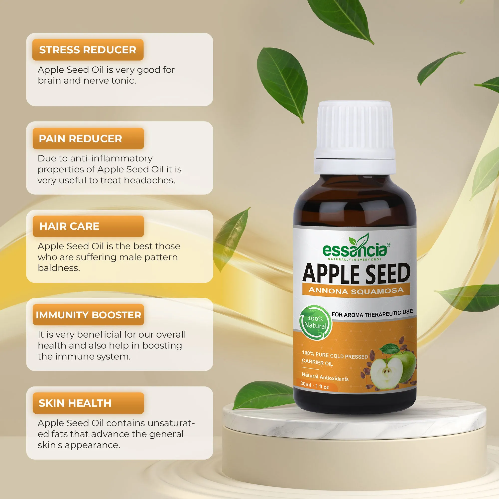 Pack Of 6 Carrier Oils (Avocado, Grape Seed, Argan, Rosehip, Jojoba, Apple Seed)