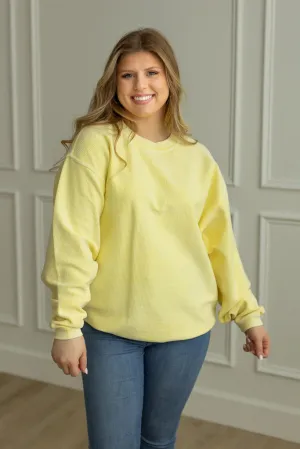 PALE BANANA- Essential Luxe Corded Crew Sweatshirt