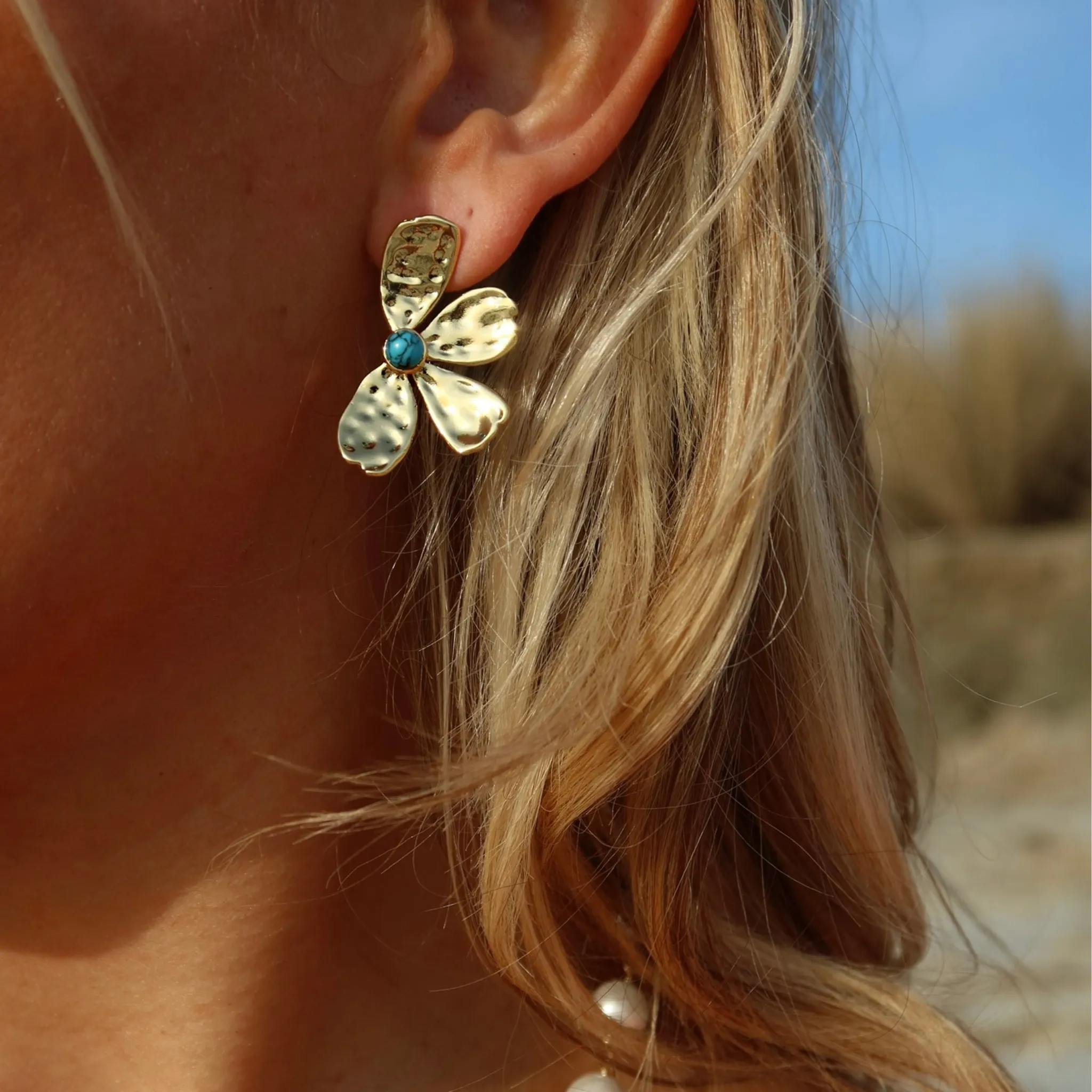 Petal Earrings- Turquoise