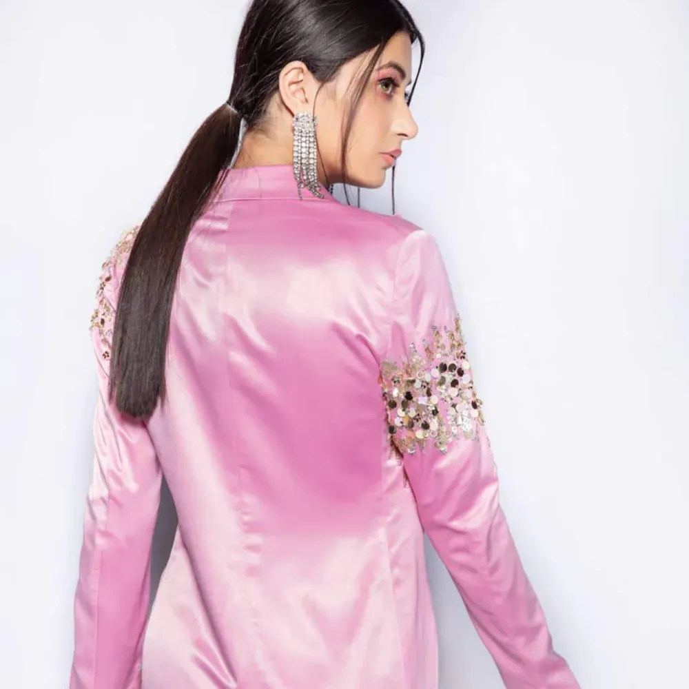 Pink Ville Sequined Blazer Dress