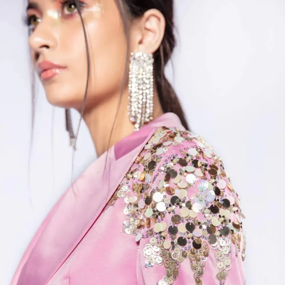 Pink Ville Sequined Blazer Dress