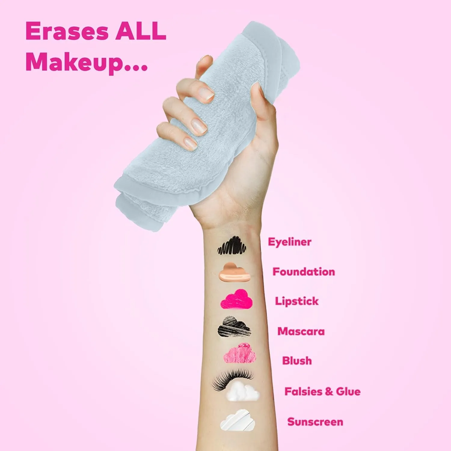 PRO, Effortlessly Remove All Makeup Using Only Water, Including Waterproof Mascara, Eyeliner, Foundation, Lipstick, Sunscreen