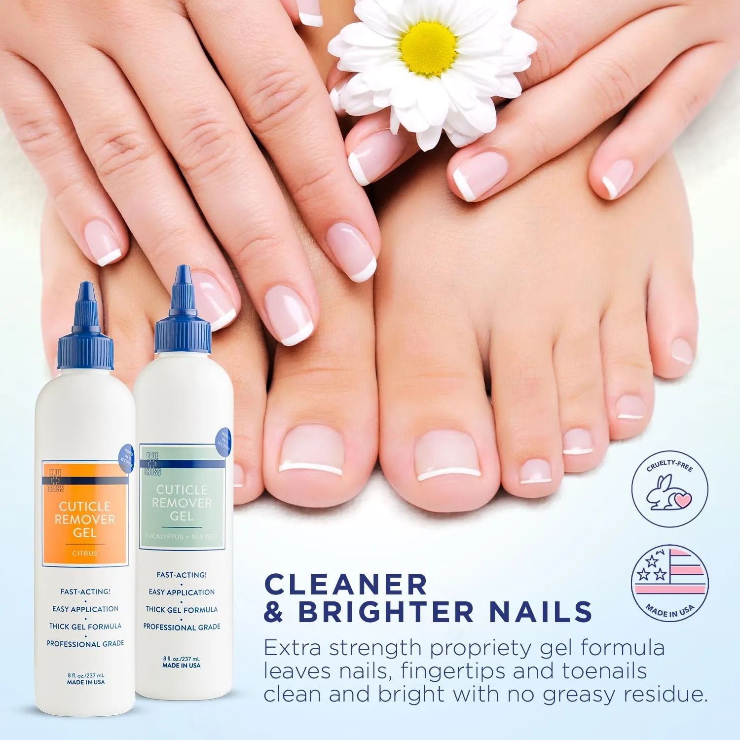 Professional Nail   Cuticle Care, Nail Whitener Optical Nail Brightening Basecoat & Citrus Scented Cuticle Remover Softener Gel, 2 Pack Bundle