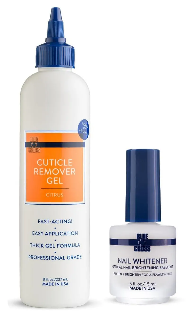 Professional Nail   Cuticle Care, Nail Whitener Optical Nail Brightening Basecoat & Citrus Scented Cuticle Remover Softener Gel, 2 Pack Bundle