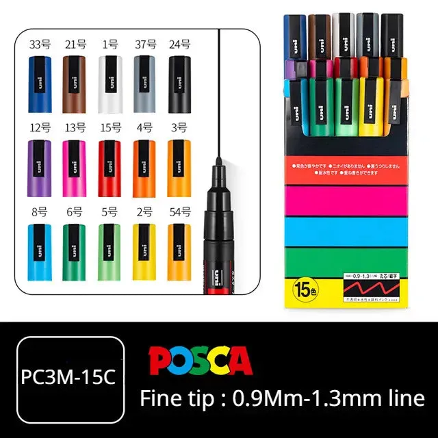 Quick-Dry Paint Marker Pen - Extra Fine Point - 8/12 Colors PC-1M