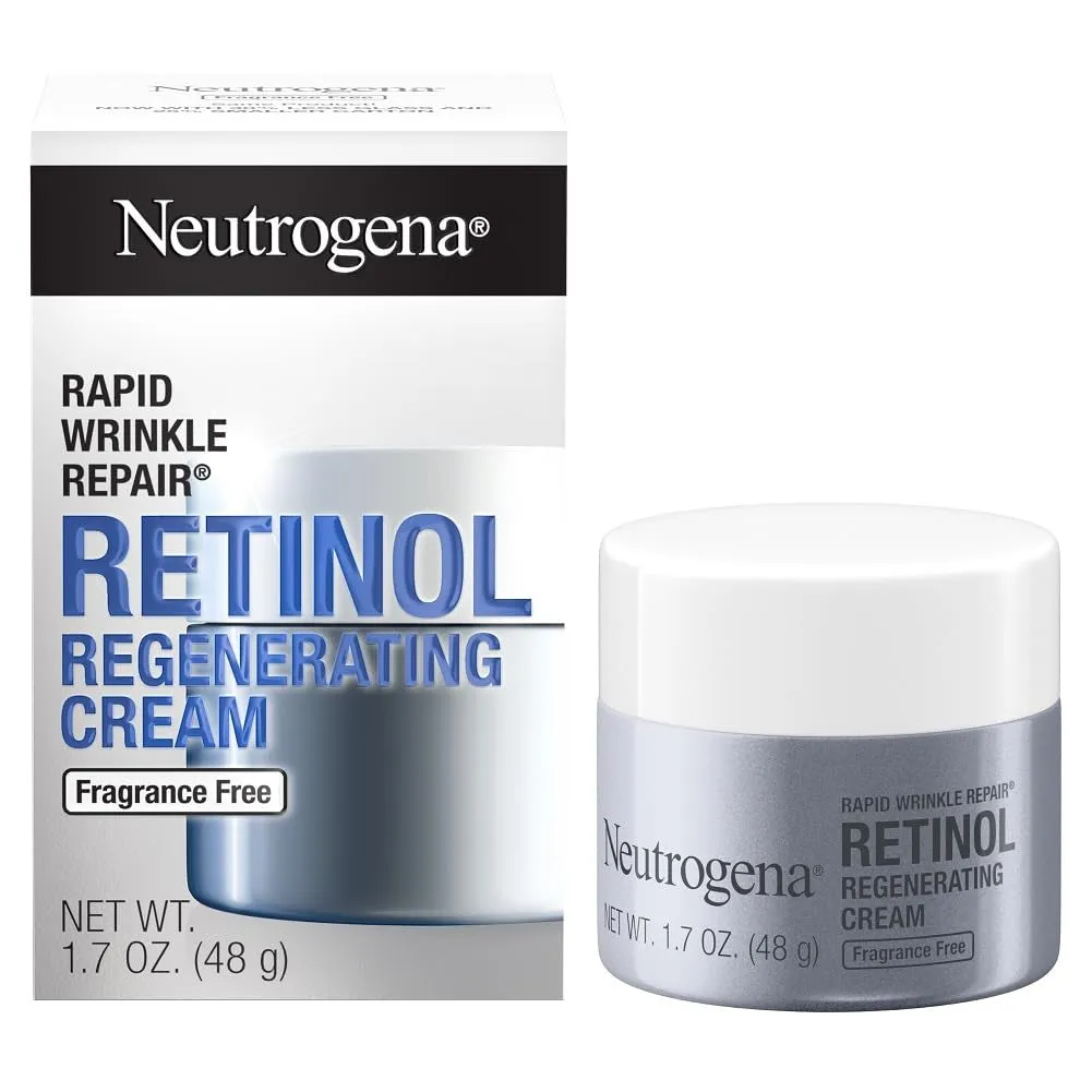 Rapid Wrinkle Repair Retinol Face Moisturizer, Daily Anti-Aging Face Cream with Retinol & Hyaluronic Acid to Fight Fine Lines, Wrinkles, & Dark Spots, 1.7 Oz