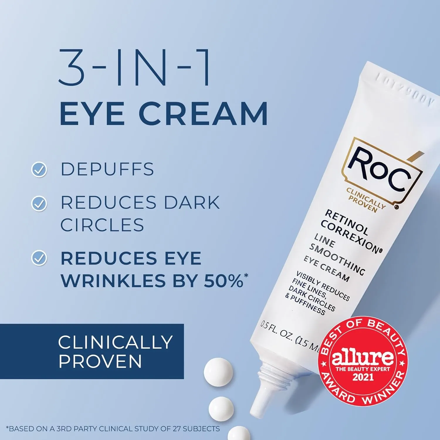 Retinol Correxion under Eye Cream for Dark Circles & Puffiness, Daily Wrinkle Cream, anti Aging Line Smoothing Skin Care Treatment for Women and Men, 0.5 Oz (Packaging May Vary)