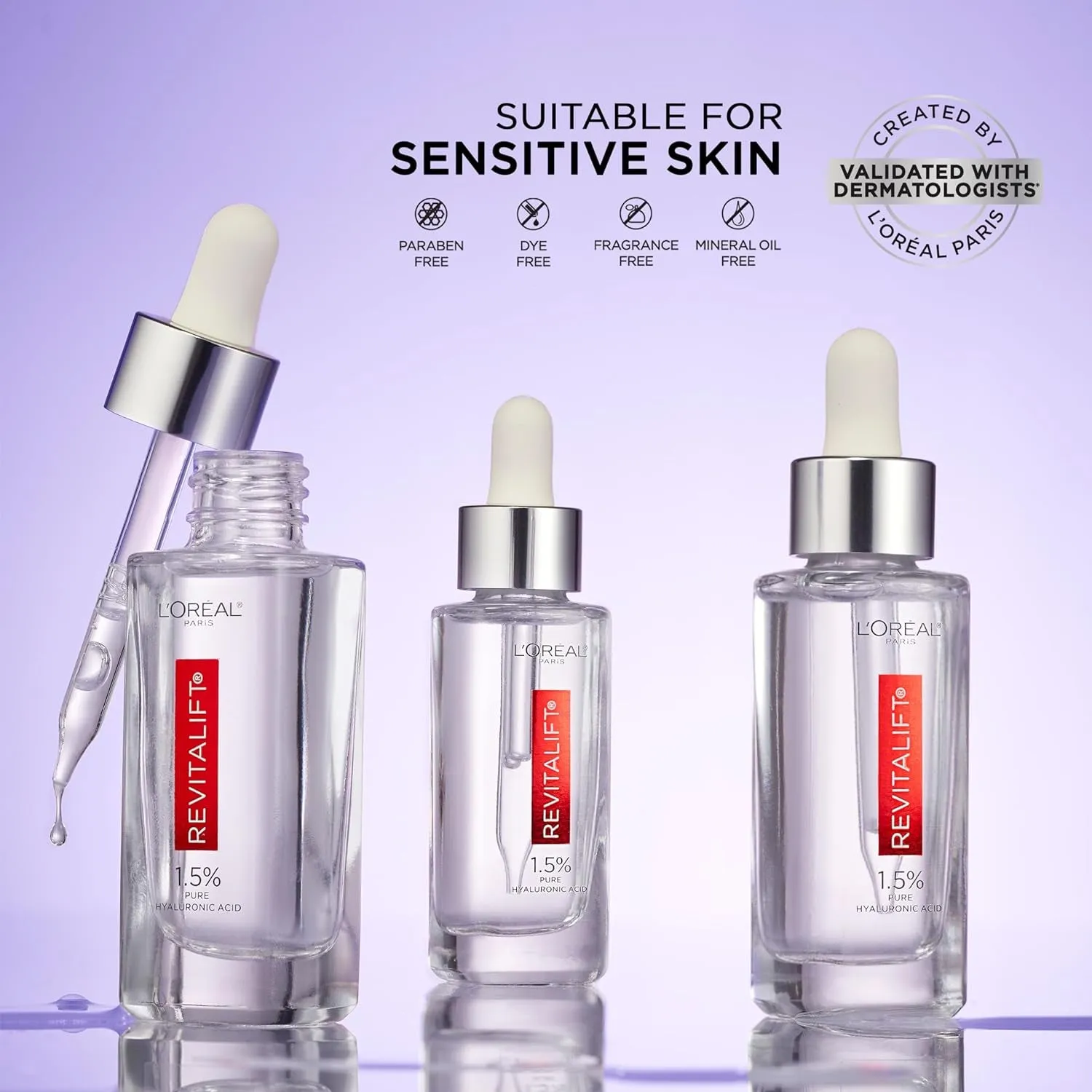 Revitalift 1.5% Pure Hyaluronic Acid Face Serum, Hydrate & Reduce Wrinkles, Fragrance Free 1 Oz
