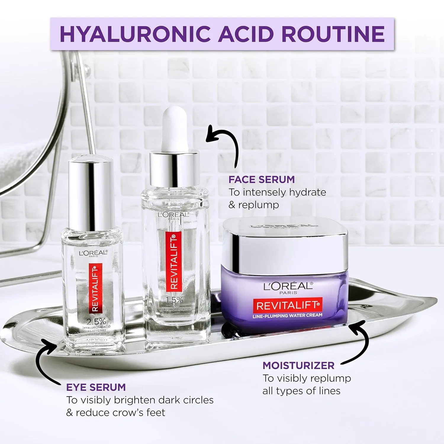 Revitalift 1.5% Pure Hyaluronic Acid Face Serum, Hydrate & Reduce Wrinkles, Fragrance Free 1 Oz