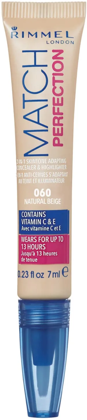 Rimmel Match Perfection 2-in-1 Concealer & Highlighter - 060 Natural Beige