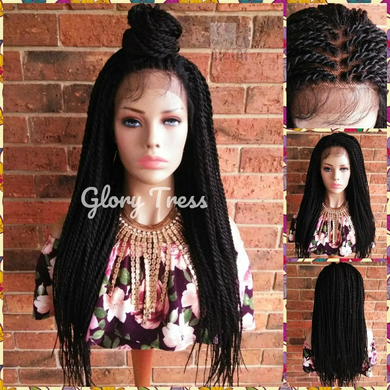Senegalese Twists Braided Lace Front Wig, African American Wig, Hand-Braided Senegal Wig, 4x4 Free Parting, ON SALE // BELOVED3