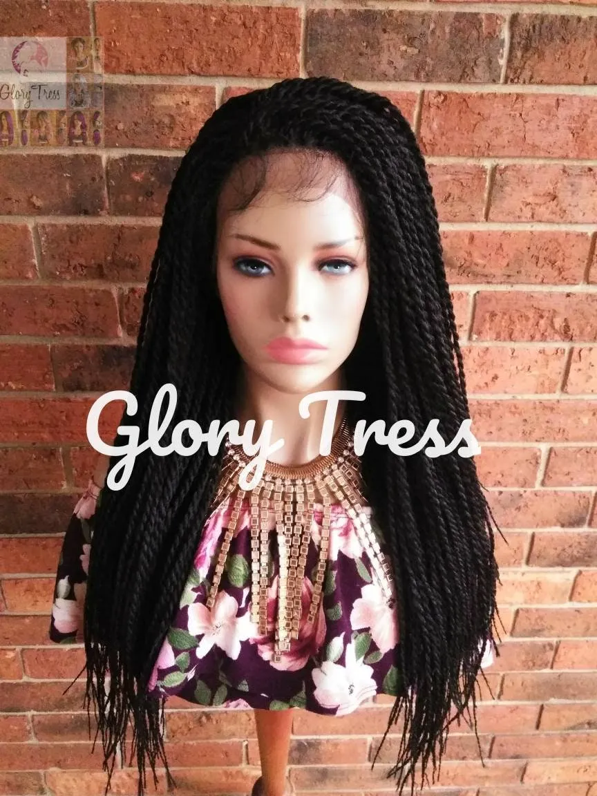 Senegalese Twists Braided Lace Front Wig, African American Wig, Hand-Braided Senegal Wig, 4x4 Free Parting, ON SALE // BELOVED3