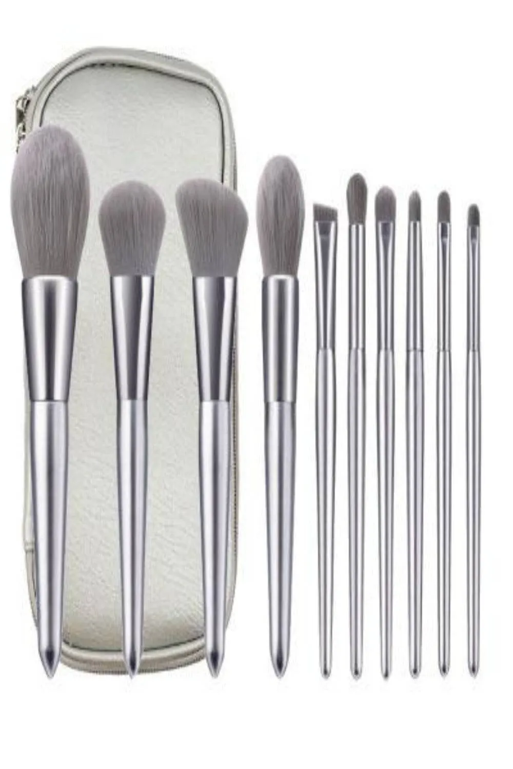 Silver Moonlight Makeup Brush Set -10 Pcs