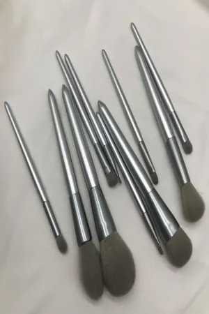 Silver Moonlight Makeup Brush Set -10 Pcs