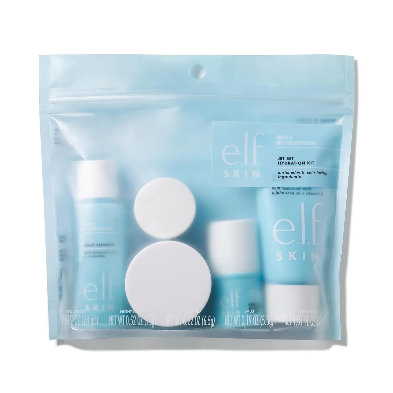 SKIN Holy Hydration! Jet Set Hydration Kit, Travel Friendly Hydrating Skincare Set, Face Cleanser, Balm, Moisturizer, Eye Cream & Night Cream, Vegan & Cruelty-Free