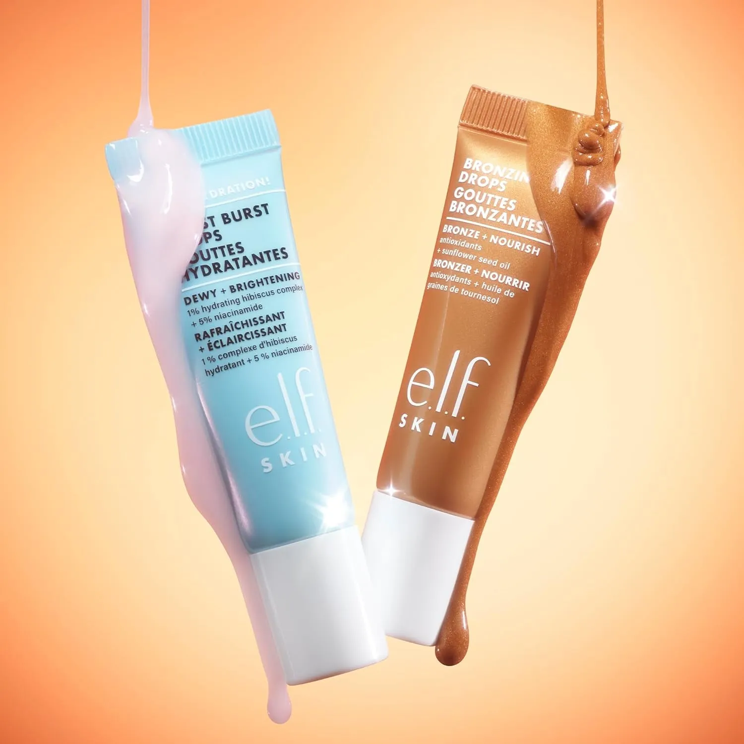 SKIN the Hottest Drops Duo, Holy Hydration! Thirst Burst Drops & Bronzing Drops Skincare Set, for a Dewy, Sun-Kissed Look, Vegan & Cruelty-Free