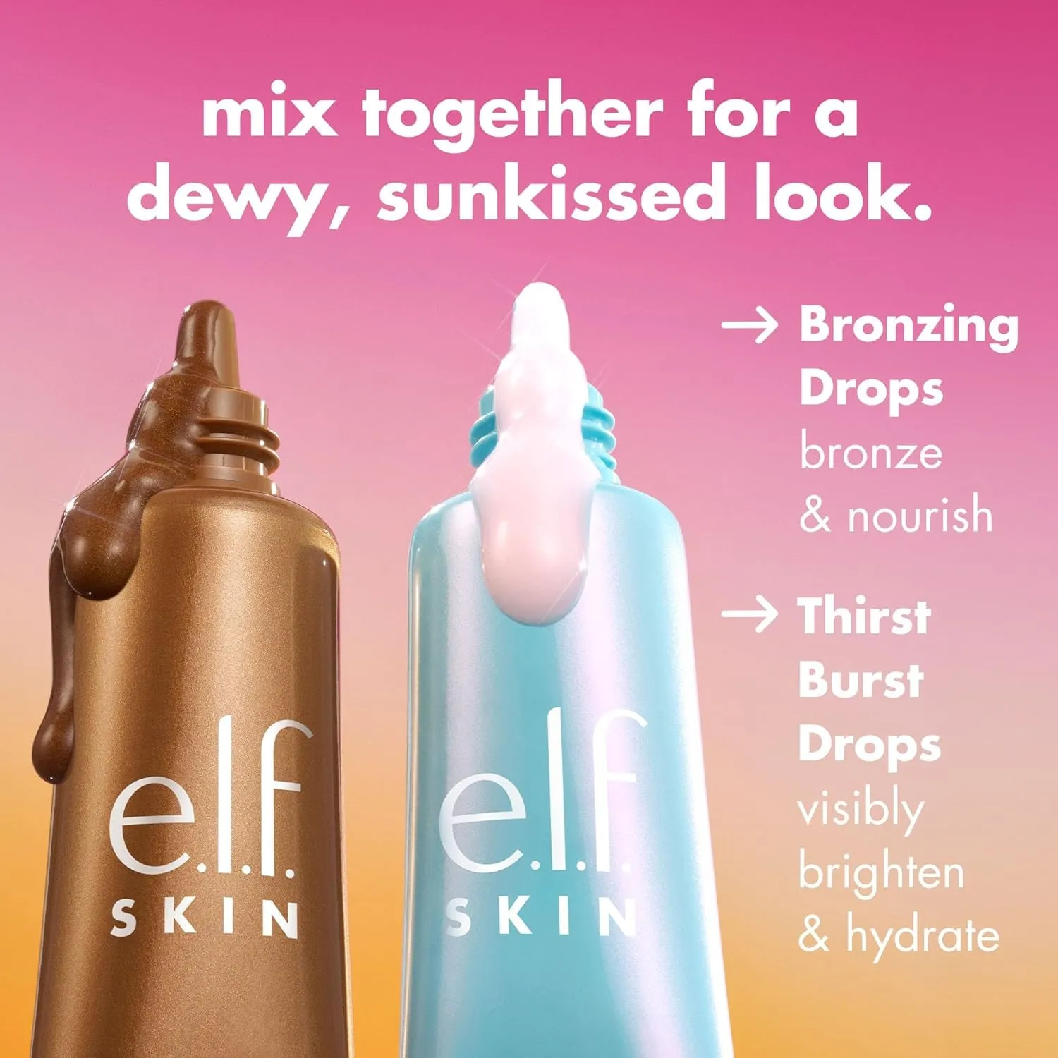 SKIN the Hottest Drops Duo, Holy Hydration! Thirst Burst Drops & Bronzing Drops Skincare Set, for a Dewy, Sun-Kissed Look, Vegan & Cruelty-Free