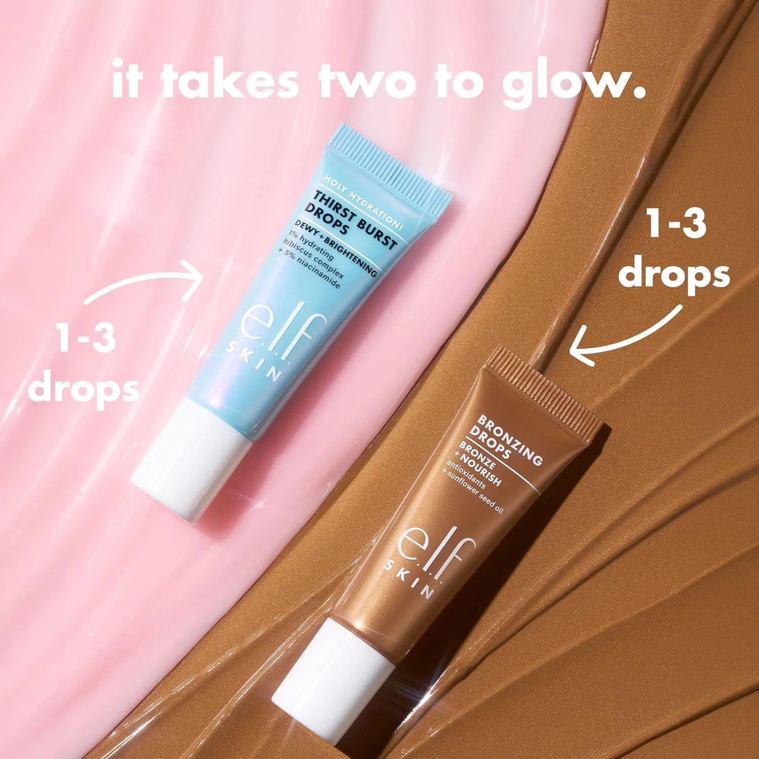 SKIN the Hottest Drops Duo, Holy Hydration! Thirst Burst Drops & Bronzing Drops Skincare Set, for a Dewy, Sun-Kissed Look, Vegan & Cruelty-Free
