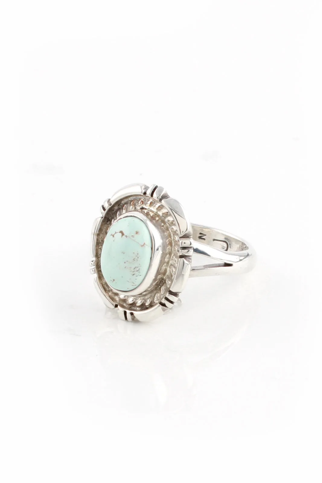 Small Navajo Dry Creek White Turquoise Ring (Size 6)