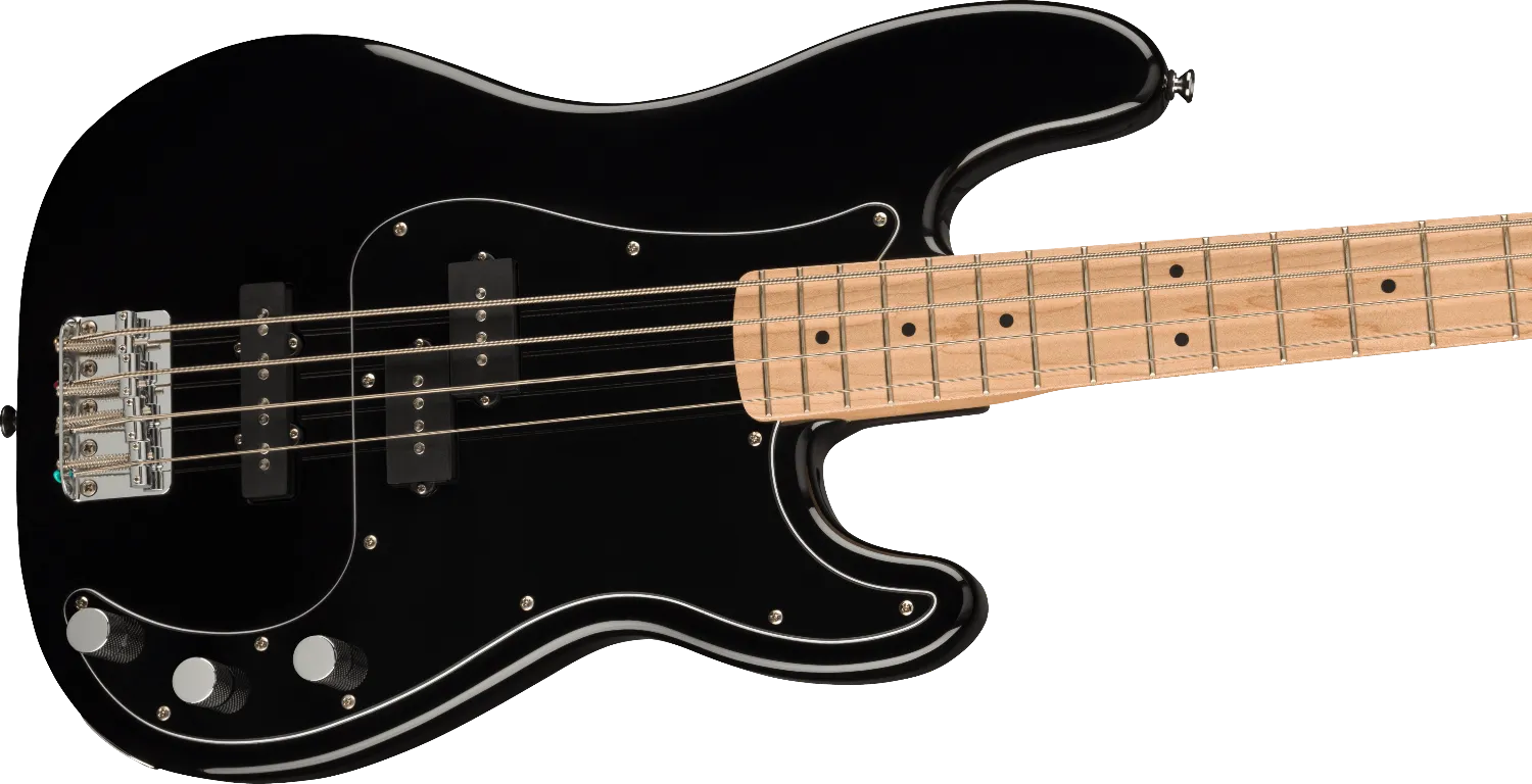 Squier Affinity Series Precision Bass PJ Pack, Maple Fingerboard, Black, Gig Bag, Rumble 15 - 120V