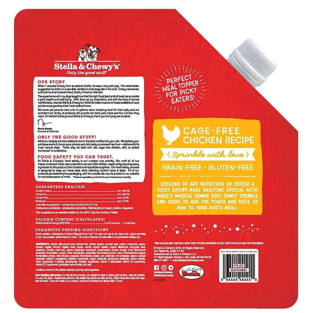 Stella & Chewy's Marie's Magical Dinner Dust Freeze-Dried Cage-Free Chicken Recipe Topper Dog Food