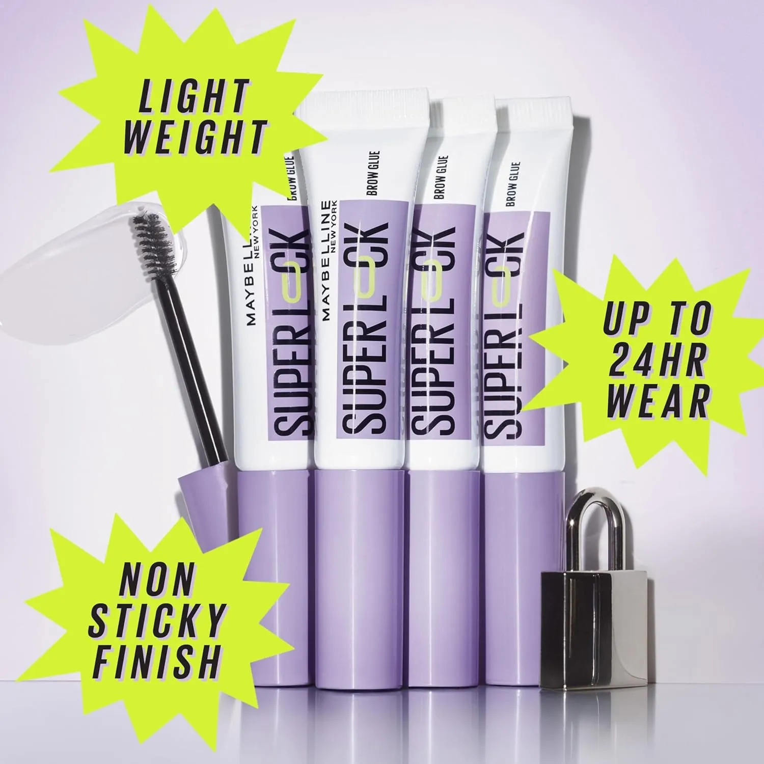 Super Lock Brow Glue Eyebrow Gel, Lightweight Brow Gel for up to 24HR Hold, Clear, 1 Count