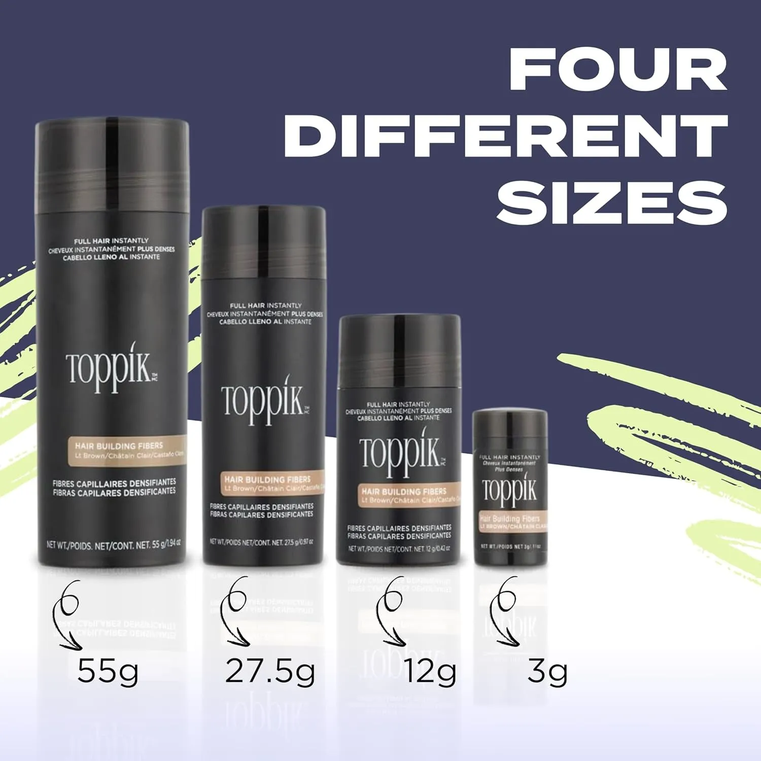 Toppik Hair Building Fibers, 12G Fill in Fine or Thinning Hair Instantly Thicker, Fuller Looking Hair 9 Shades for Men & Women