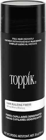 Toppik Hair Building Fibers, White, 55G | Fill in Fine or Thinning Hair | Instantly Thicker, Fuller Looking Hair | 9 Shades for Men Women