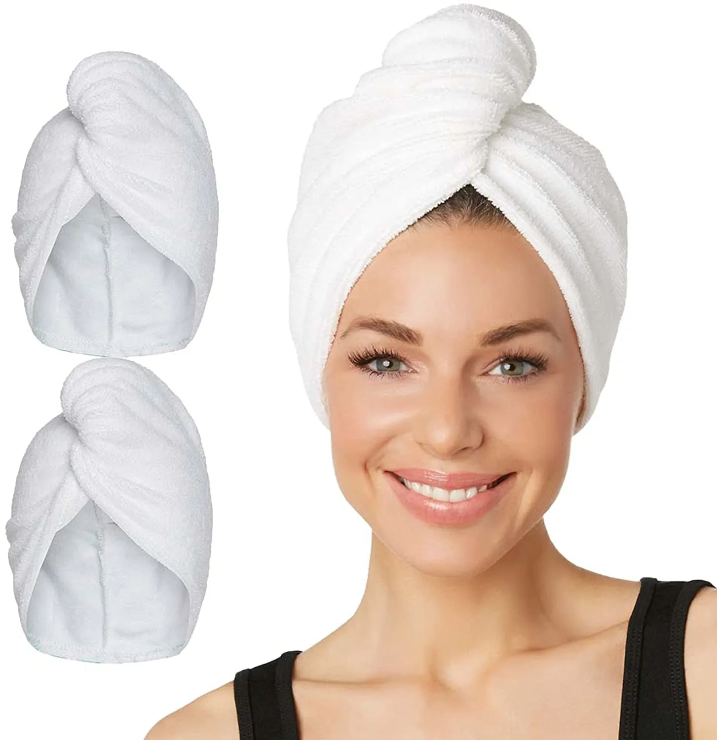 Turbie Twist Microfiber Hair Towel Wrap for Women and Men | 2 Pack | Bathroom Essential Accessories | Quick Dry Hair Turban for Drying Curly, Long & Thick Hair (Cupcakes, Sprinkles)