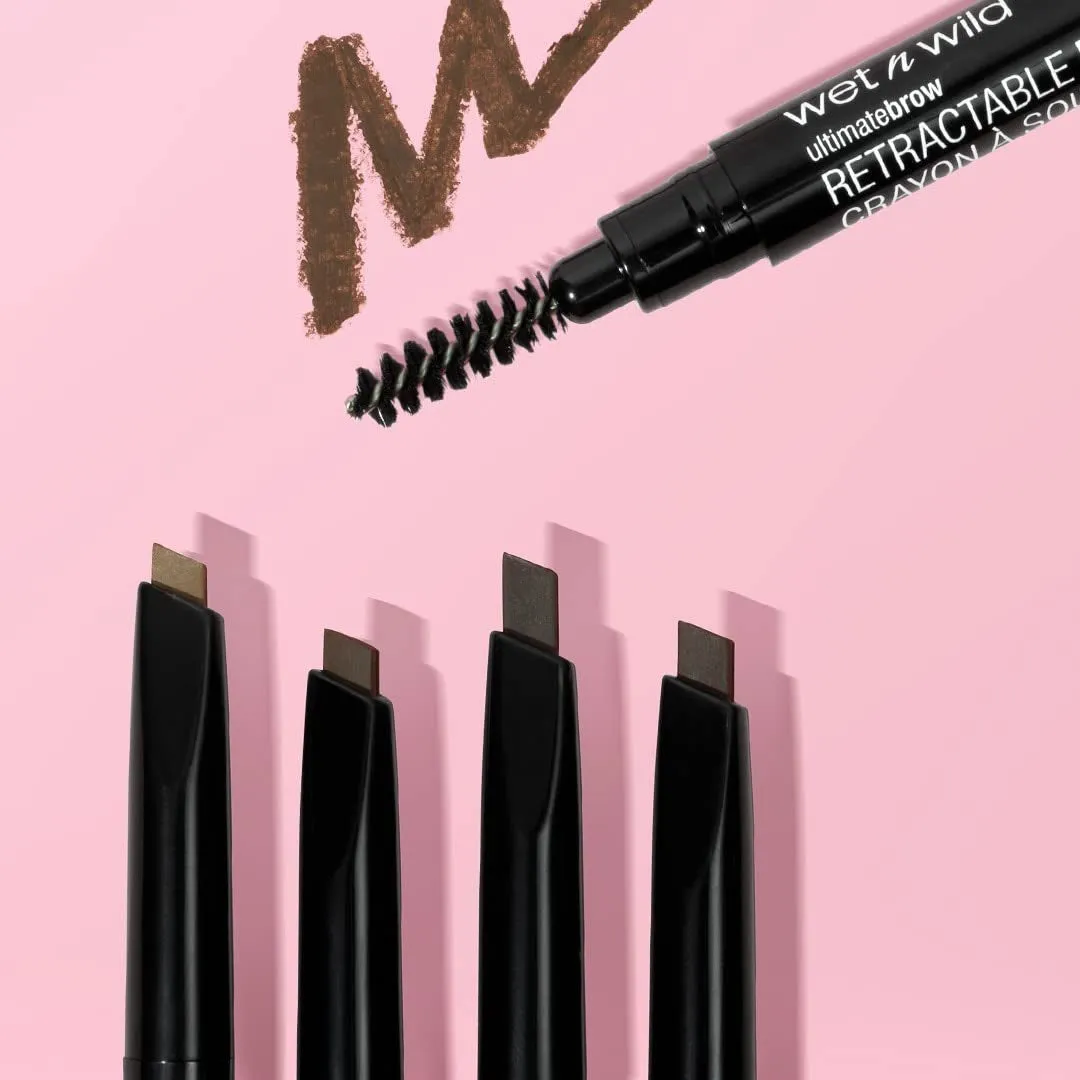 Ultimate Eyebrow Retractable Definer Pencil, Medium Brown, Dual-Sided Brow Brush, Fine Tip, Shapes, Defines, Fills Brow Makeup