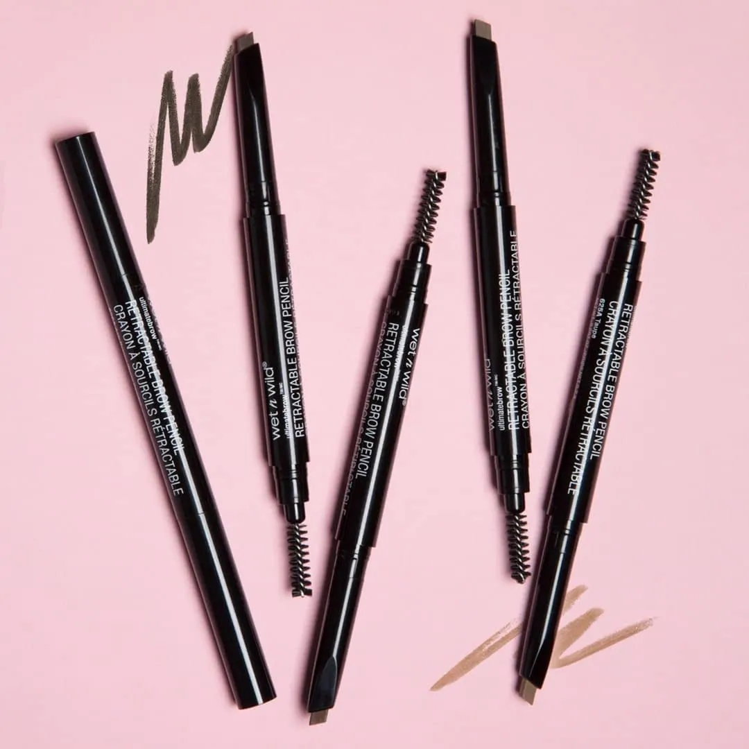 Ultimate Eyebrow Retractable Definer Pencil, Medium Brown, Dual-Sided Brow Brush, Fine Tip, Shapes, Defines, Fills Brow Makeup