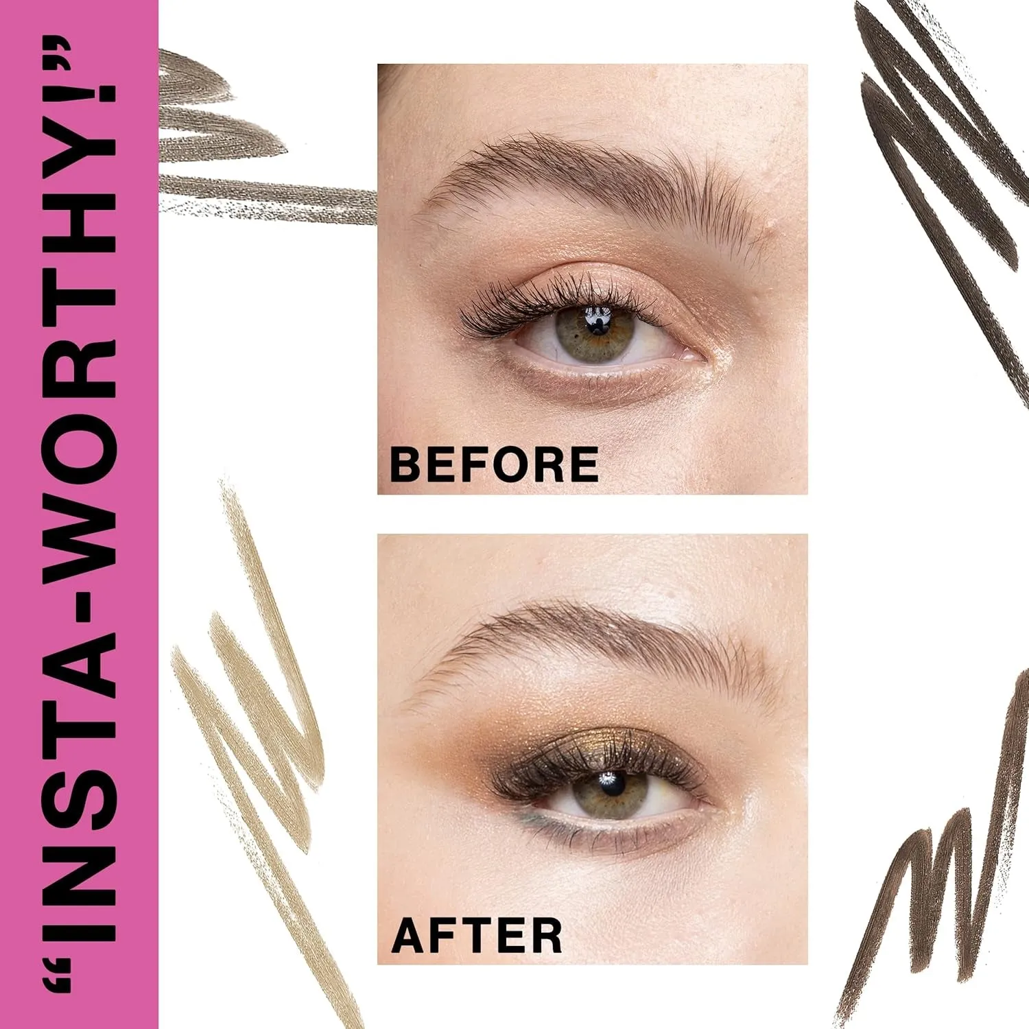 Ultimate Eyebrow Retractable Definer Pencil, Medium Brown, Dual-Sided Brow Brush, Fine Tip, Shapes, Defines, Fills Brow Makeup