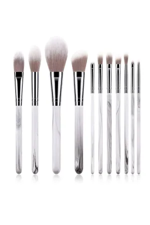 White Marble Professional Makeup Brush Set - 11 Pcs