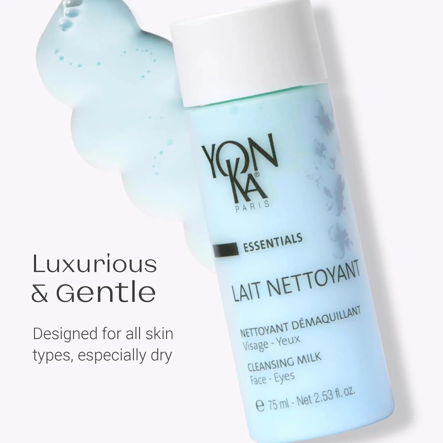 Yon-Ka Lait Nettoyant Facial Cleanser, Gentle Milk Cleanser & Makeup Remover, Daily Plant Based Wash, Moisturize and Balance Skins Ph, All Skin Types, Paraben-Free (2.5 Oz)
