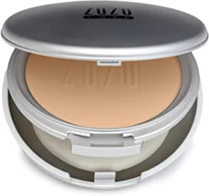 ZUZU LUXE Mineral Powder (D-17 - Medium/Neutral Undertones), Dual Powder Foundation, Pressed mineral powder, medium to full coverage, natural finish. Natural, Paraben Free, Vegan, Gluten-free, Cruelty-free, Non GMO, .32 oz.
